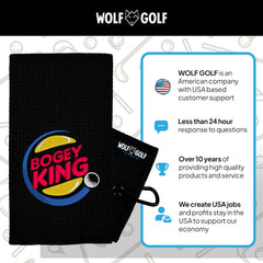Bogey King Golf Towel | Embroidered in USA | Golf Accessories for Men or Women