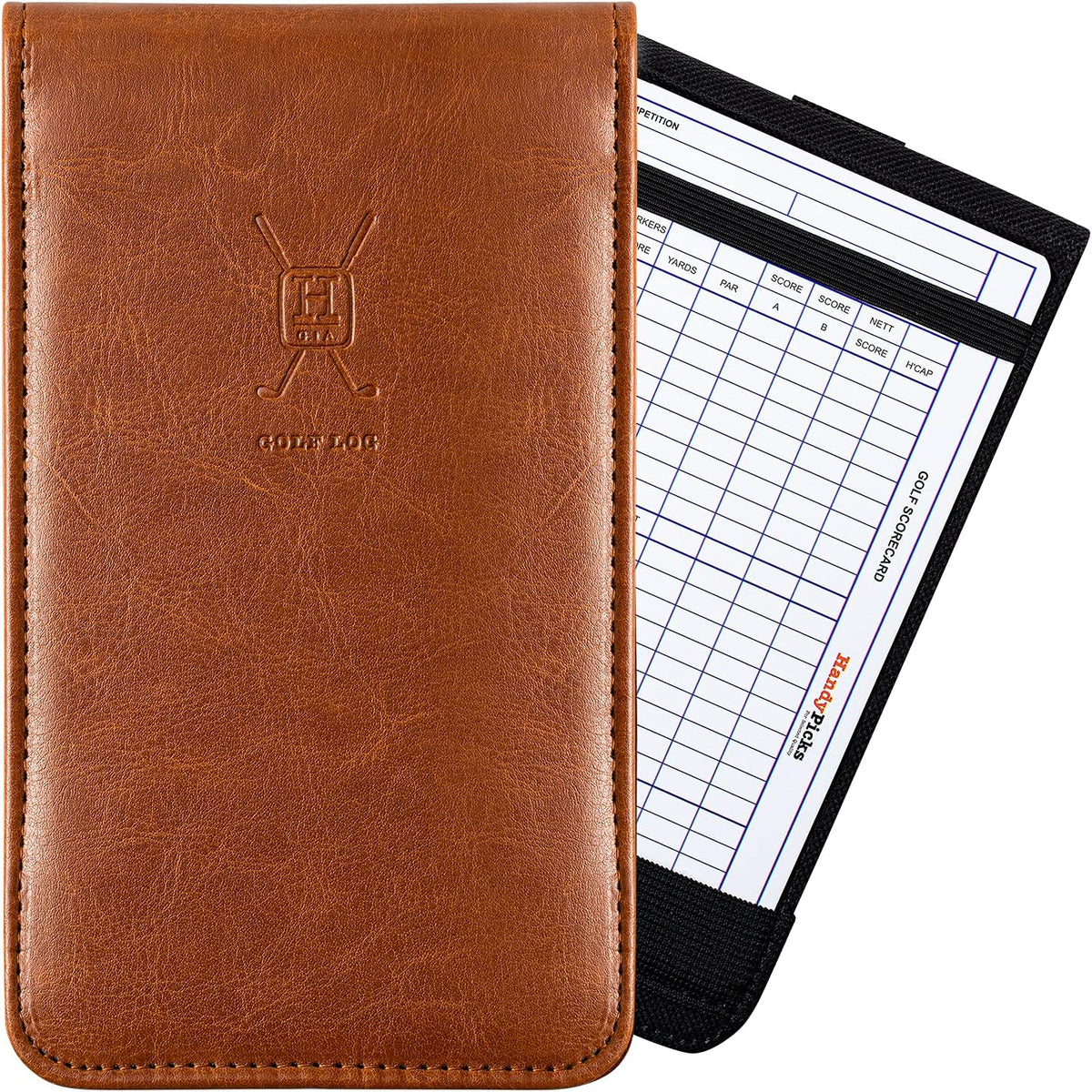 Leather Golf Scorecard Holder, Slim Yardage Book Cover