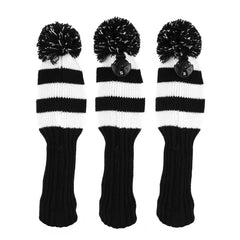 Knit Wood Headcovers — Black & White, 3 Piece Set